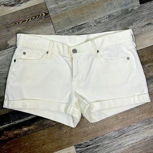 7 for all mankind clean white roll up shorts Sz 29 denim jeans cotton mid rise